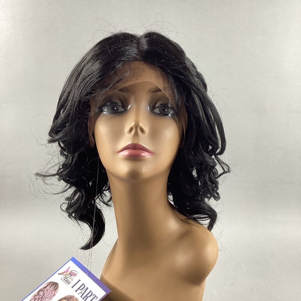 MLI305 Magic Lace Short Wavy #1B Off Black Lace Front Synthetic Wig